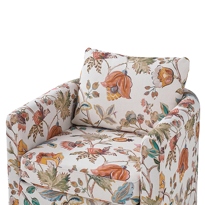 Claudius Upholstered Slipcovered Swivel Barrel Chair