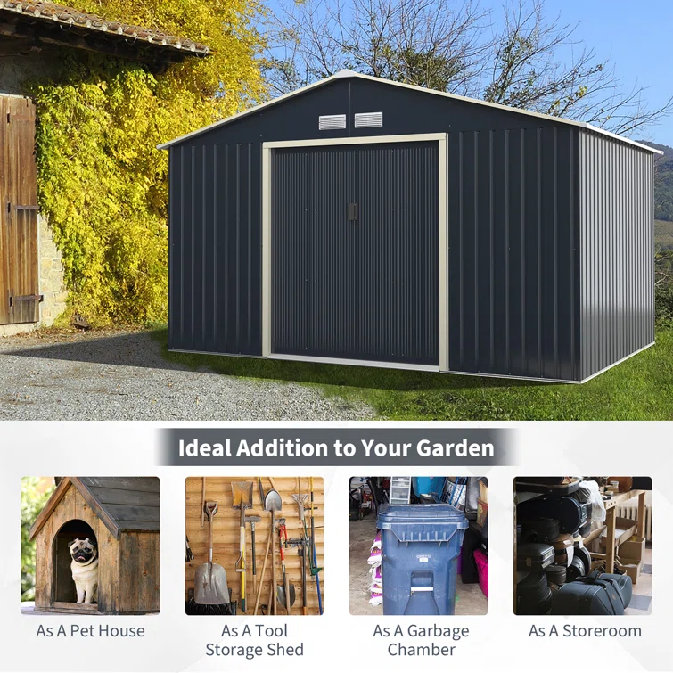 10' x 8' Metal Traditional Storage Shed