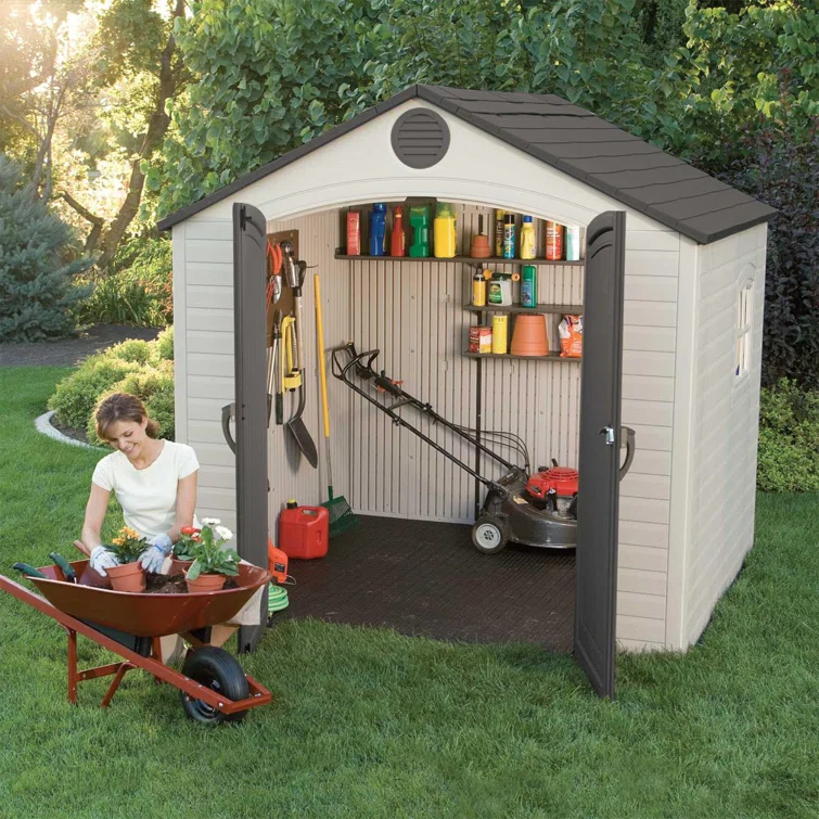 Lifetime 8 Ft. x 5 Ft. High-Density Polyethylene (Plastic) Outdoor Storage Shed with Steel-Reinforced Construction