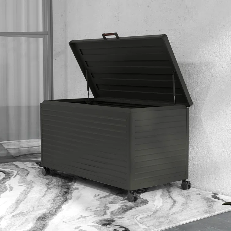 134 Gallons  Outdoor Metal Deck Box with Wheels