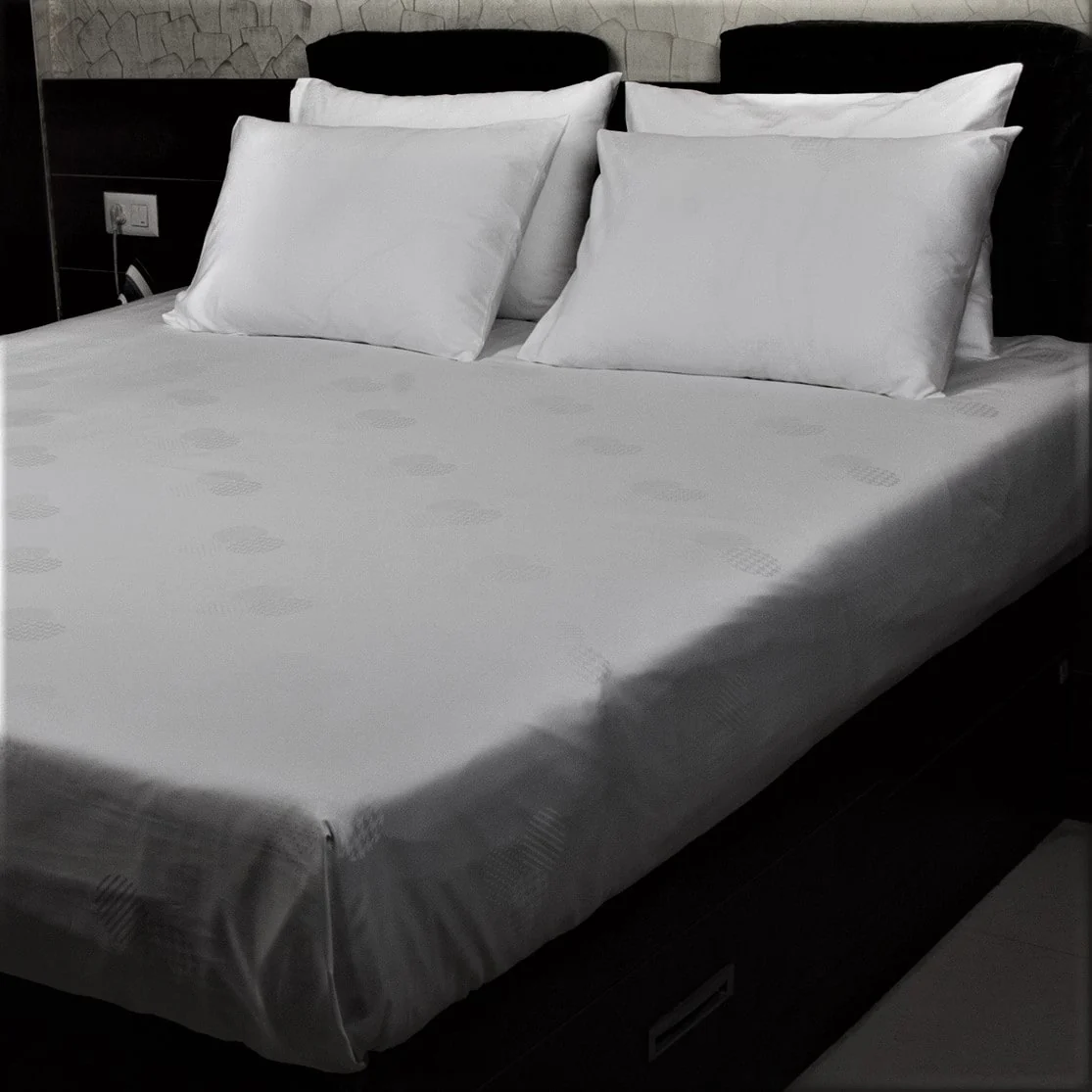 500 TC 100pct Egyptian Cotton Genuine Jacquard Damask Solid Sheet Set