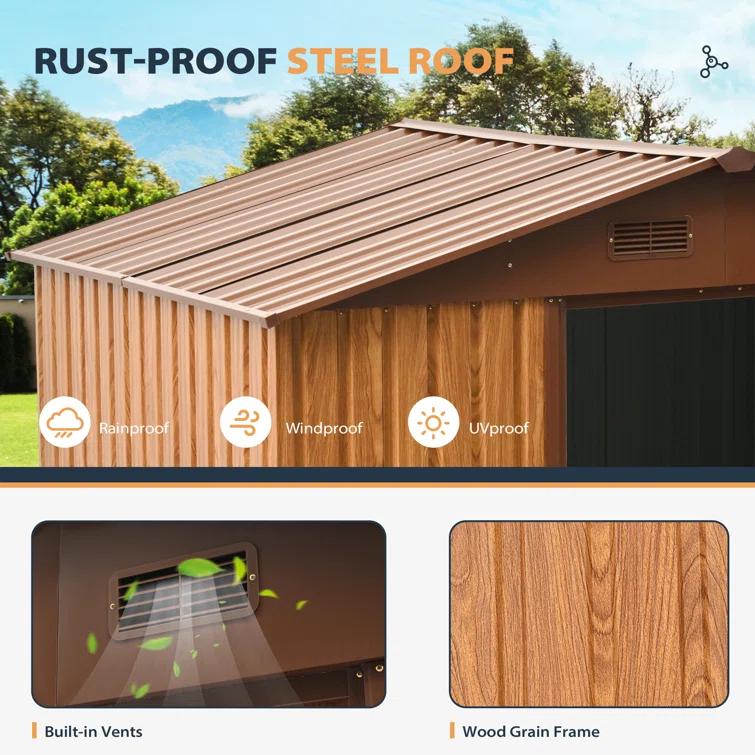 7 ft. 5 in. W x 5 ft. 5 in. D Metal Storage Shed