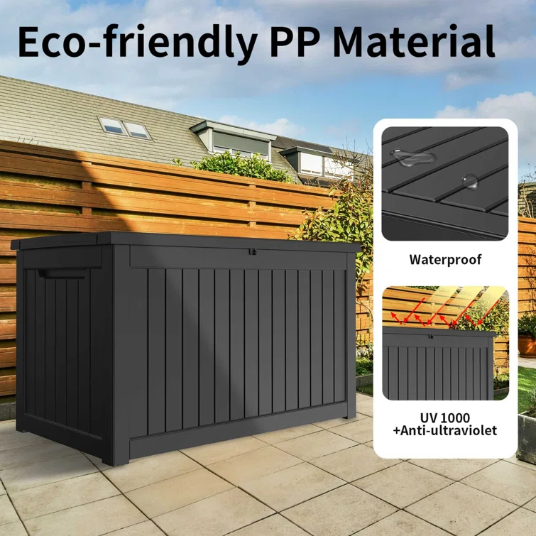 Cypress Backyard 57.5'' W 230 Gallons Water Resistant Polyester Lockable Deck Box in Black
