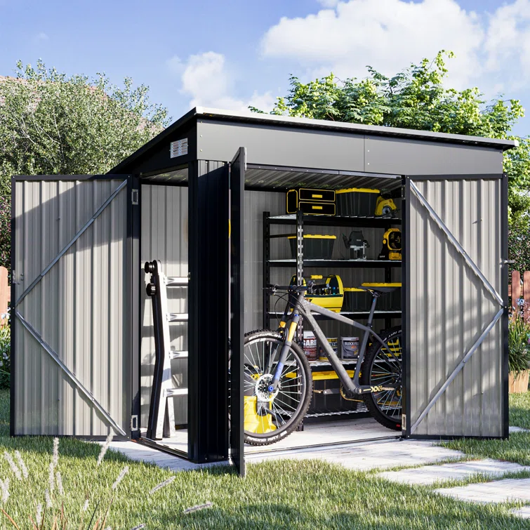 4' X 8' Shed Outdoor Storage Shed With Triple Lockable Door