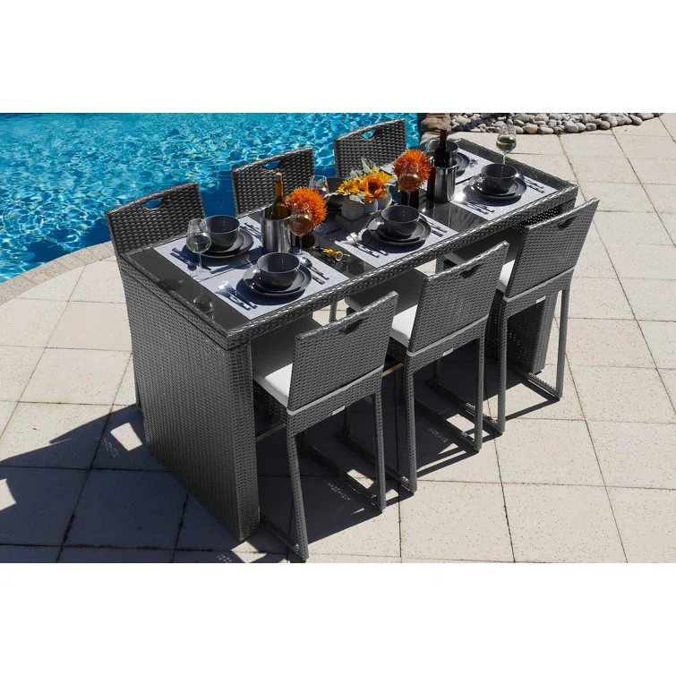 Bari 6 - Person Rectangular Outdoor Dining Set with Cushions