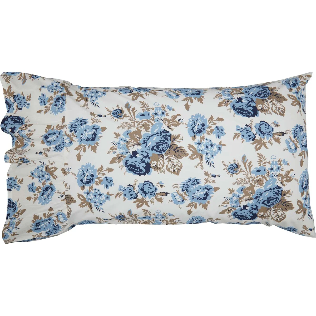 Annie Blue Floral Ruffled Standard Pillow Case Set of 2