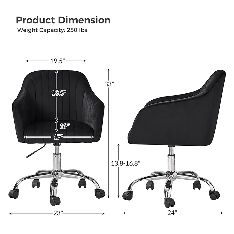 Theo Modern Velvet Task Chair with Tufted Back