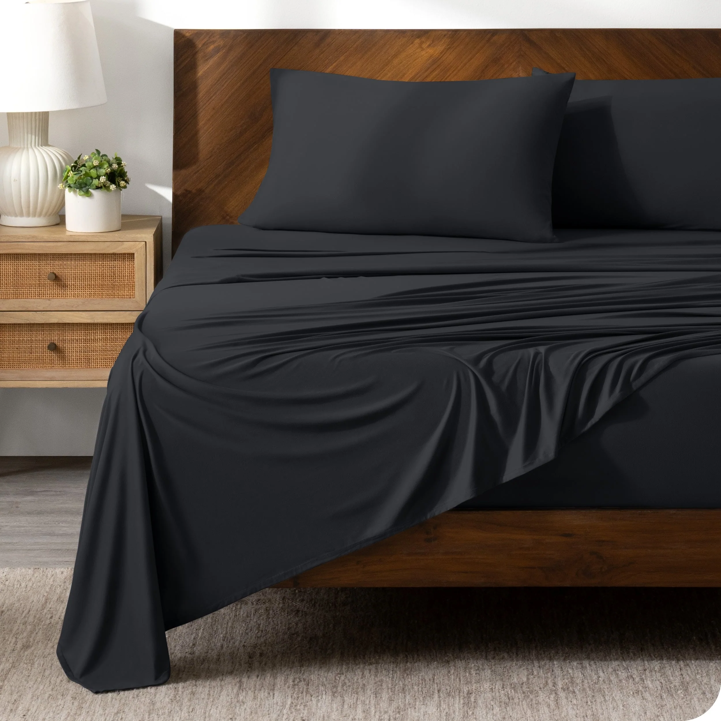 Bare Home Microfiber Stretch Knit Sheet Set