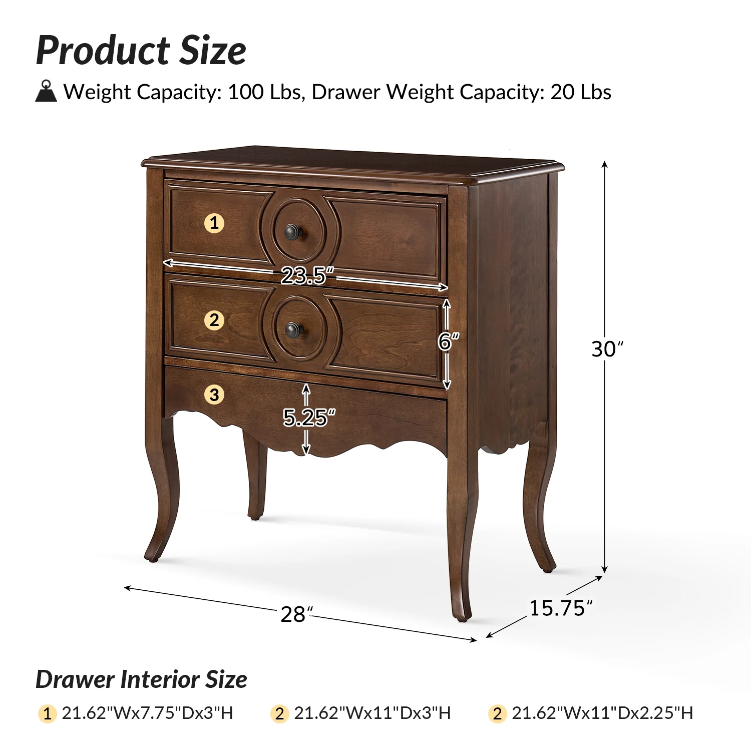 Thelma 3 - Drawer Nightstand with Built-In Outlets