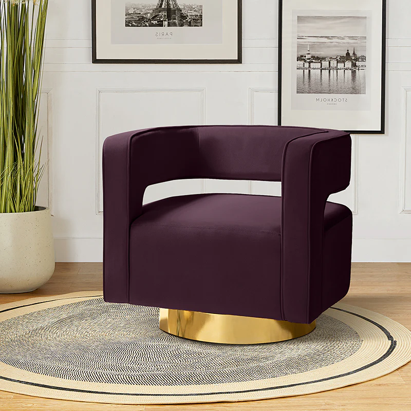 Agata Velvet Swivel Barrel Armchair