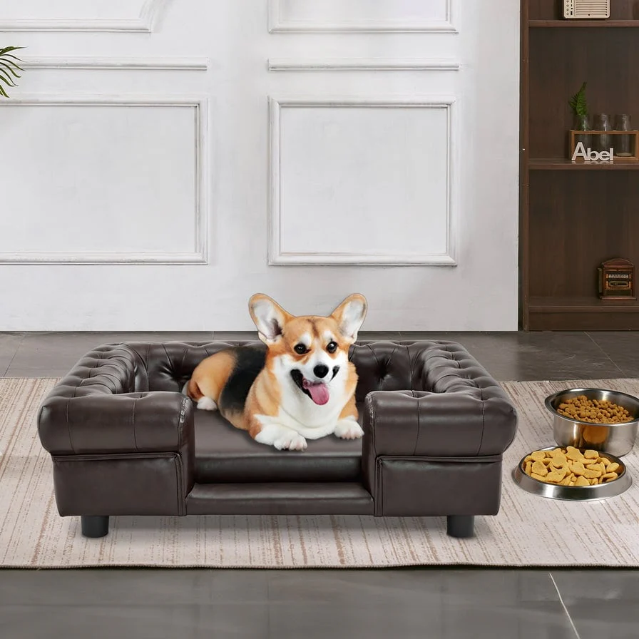 MCombo Pet Sofa Bed with Small Stairs, Faux Leather 6321 - 38.2