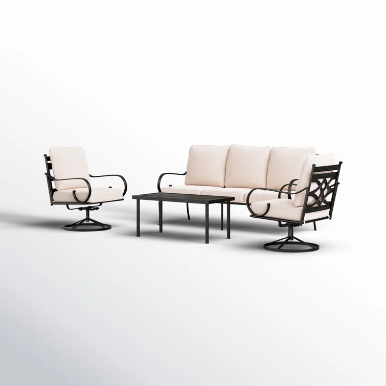 Arriona Metal 5 - Person Patio Conversation Set with Swivel Lounge Chairs
