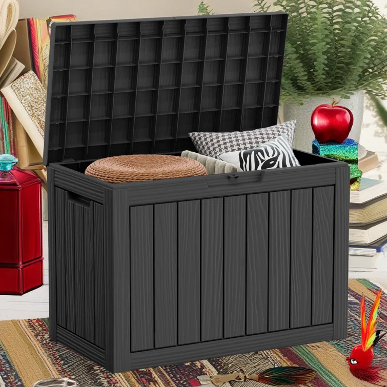 WORACO 17.13'' W 45 Gallons Water Resistant Resin Lockable Deck Box