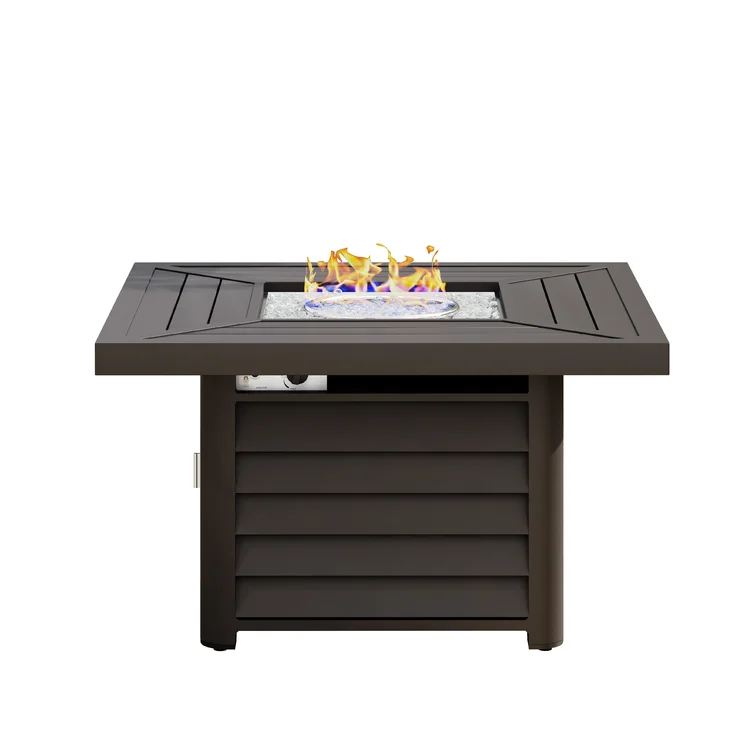 Baecher Wicker / Rattan 2 - Person Outdoor Seating Group with Swivel & Glider Chair Set and Aluminum Fire Pit Table