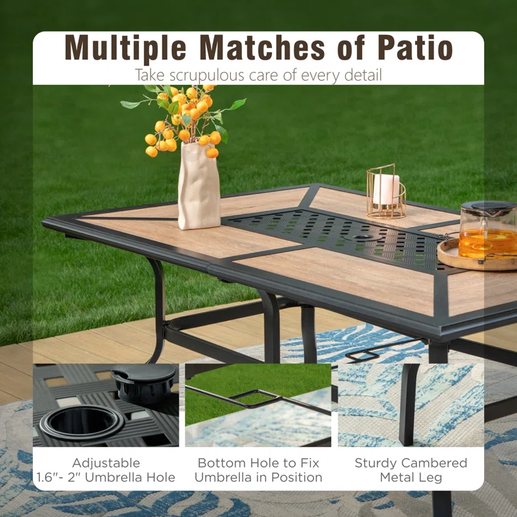 Alyah 6 - Person Rectangular Outdoor Dining Set