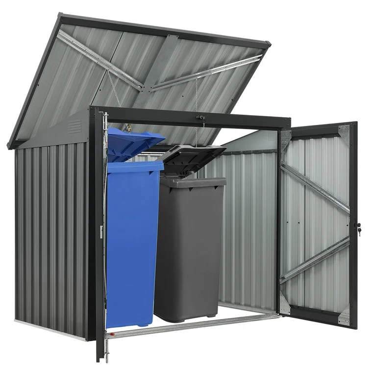 5 ft. 2 in. W x 3 ft. 4 in. D Metal Horizontal Garbage Shed