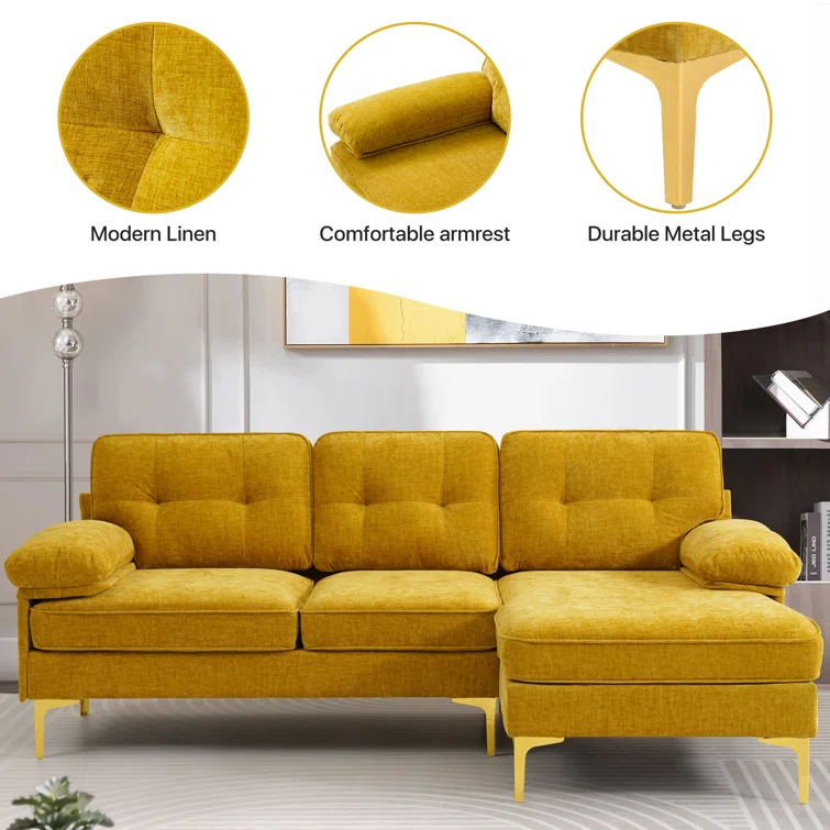 Rhylin 82.7'' Reversible Upholstered Sectional Sofa Chaise