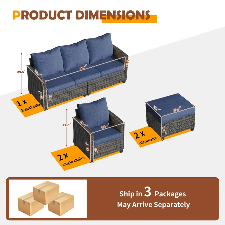 Mashawna 5 - Person Outdoor Seating Group with Cushions