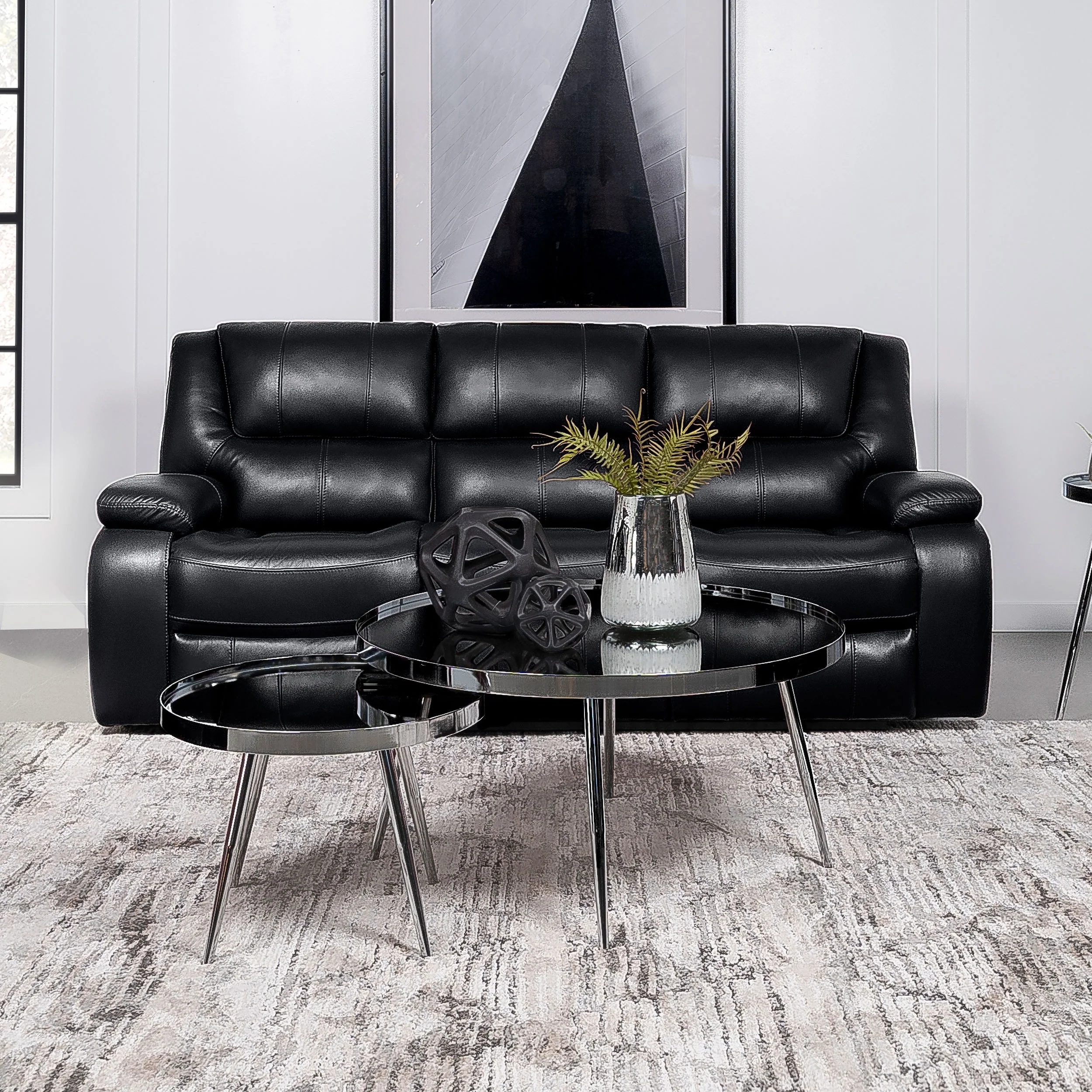 Camila Transitional Leatherette Upholstered Motion Reclining Sofa