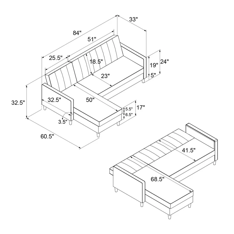 Cullerton Reversible Sectional with Storage