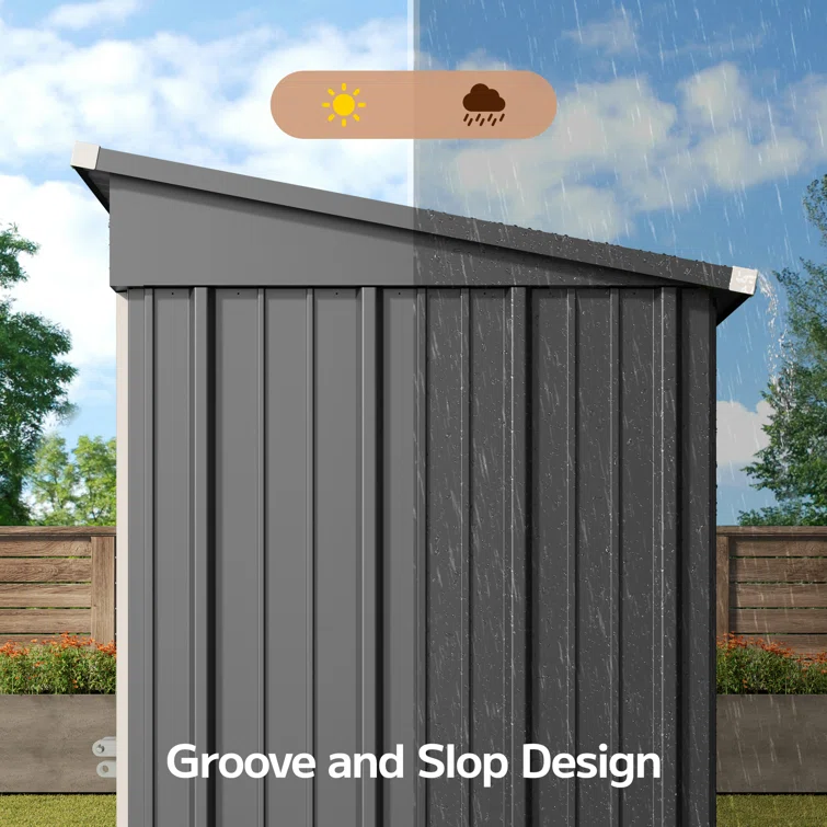 5 ft. W x 3 ft. D Metal Vertical Storage Shed