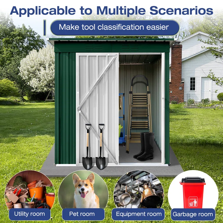 3 ft. W x 5 ft. D Metal Vertical Tool Shed