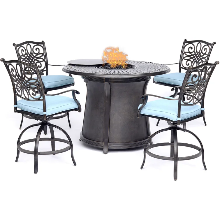 Thibault 4 - Person Round Outdoor Dining Set with Cushions