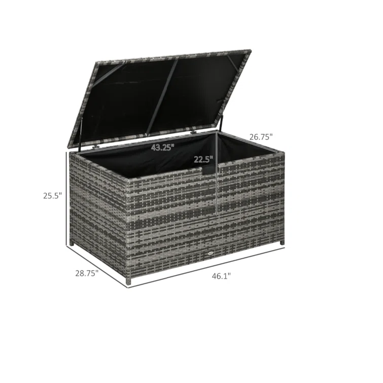 Outsunny 113 Gallon Water Resistant Wicker Deck Box