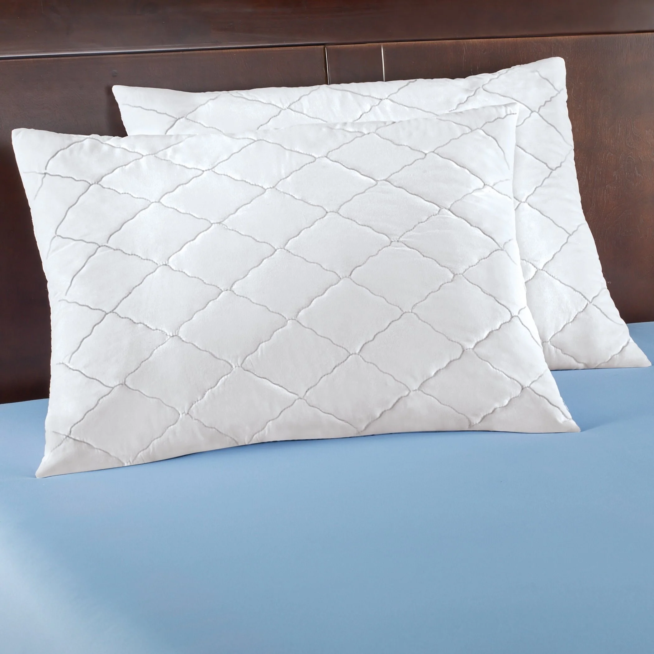Quilted Pillow Covers with Zippered Closure - Set of 2