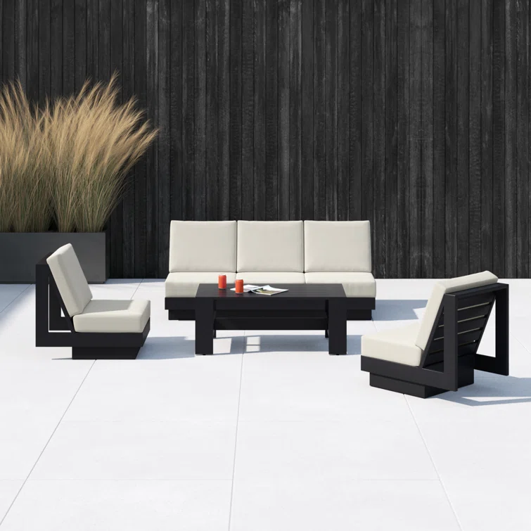 Lucca 4-Piece Outdoor Seating Group with Swivel Chairs and Sunbrella Cushions