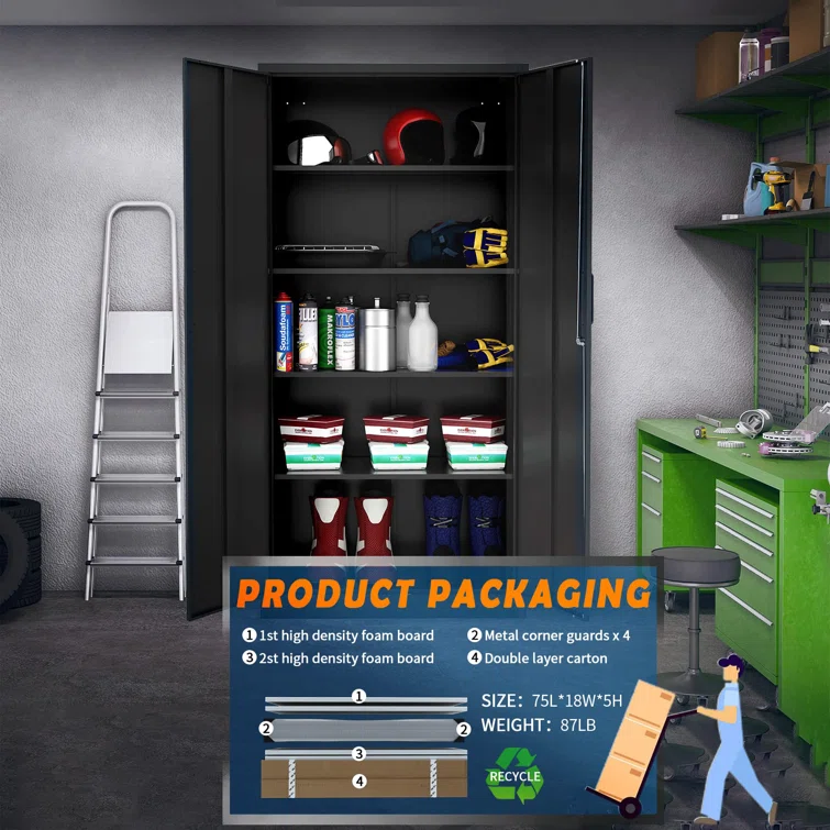 Metal Single Storage Cabinet ( 70.87'' H x 31.5'' W x 15.7'' D)