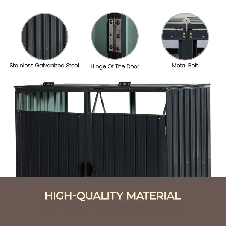 5 ft. W x 3 ft. D Stainless Steel Horizontal Garbage Shed