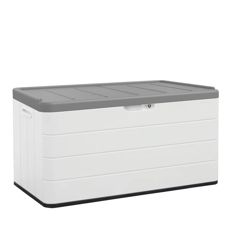Clihome 46'' W 110 Gallons Water Resistant Lockable Deck Box in White