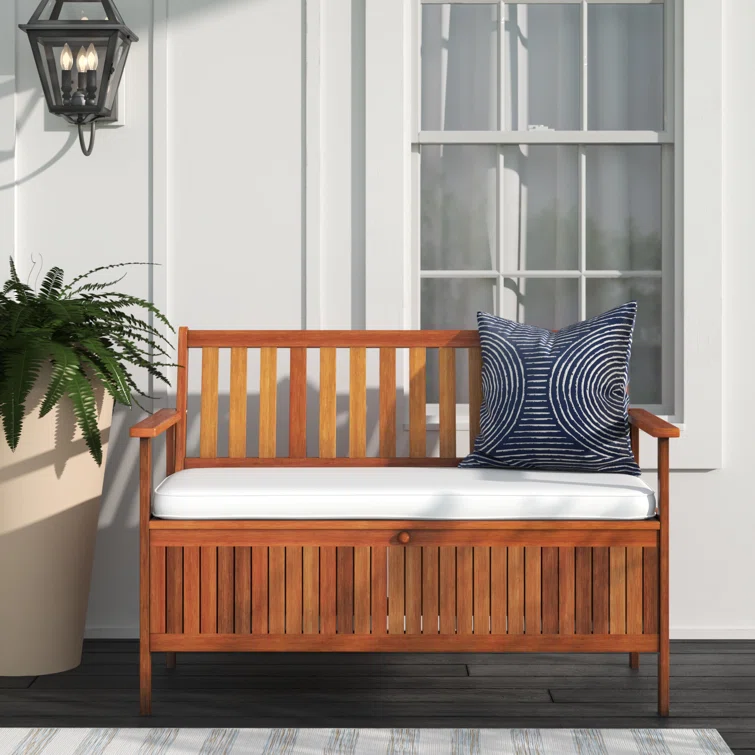 Cotswald Outdoor Storage Bench Deck Box for Patio Furniture Solid Wood Acacia