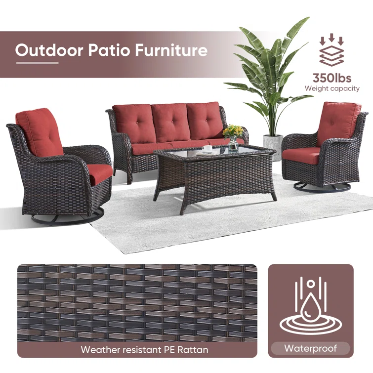Avimael 5 - Person Outdoor Seating Group with Cushions