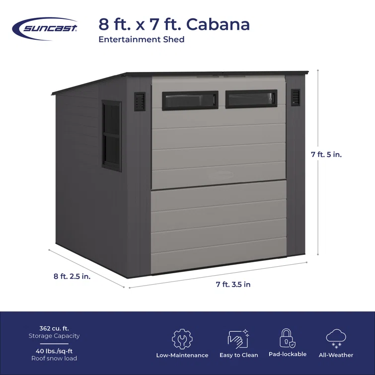 8 ft. x 7 ft. Cabana Entertainment Shed