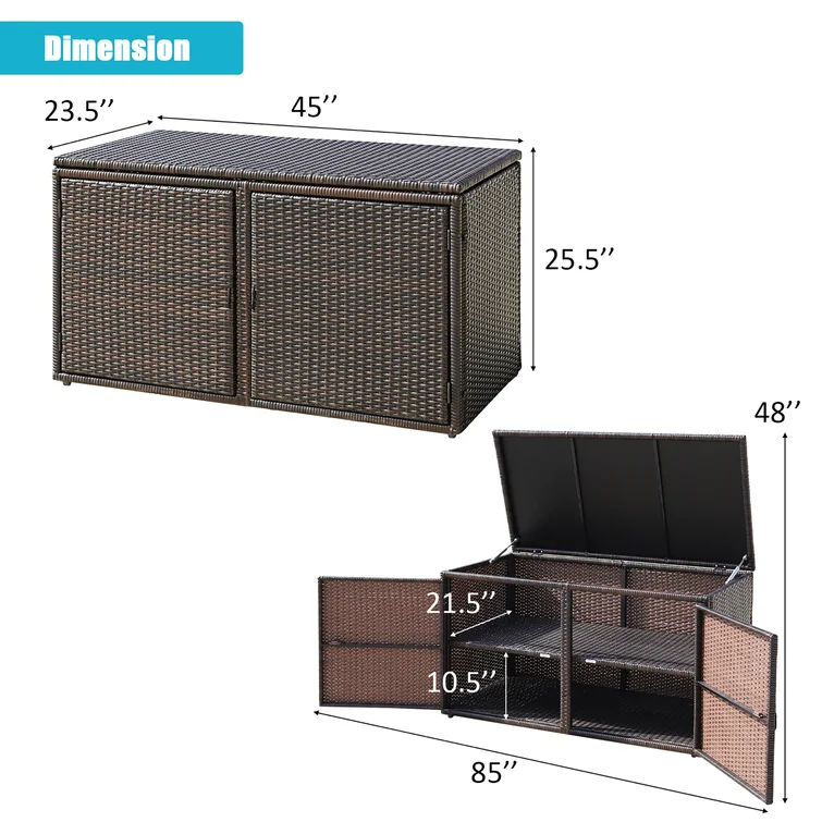 Costway 45'' W 88 Gallons Cabinet Deck Box in Mix Brown