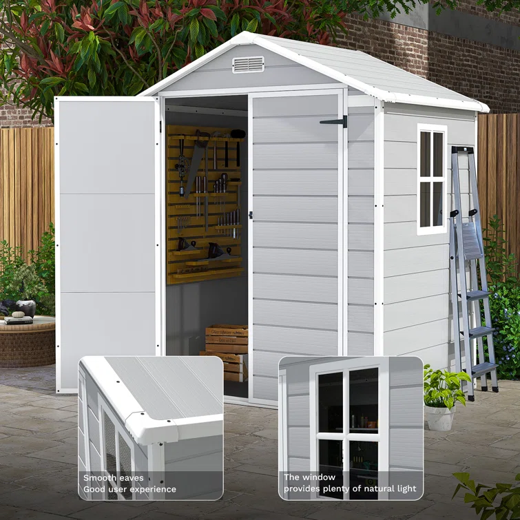 6 ft. W x 4 ft. D Plastic Storage Shed