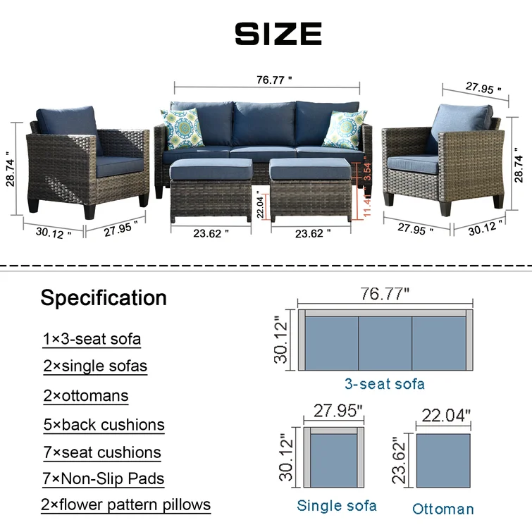 5 - Person Outdoor Seating Group with Cushions