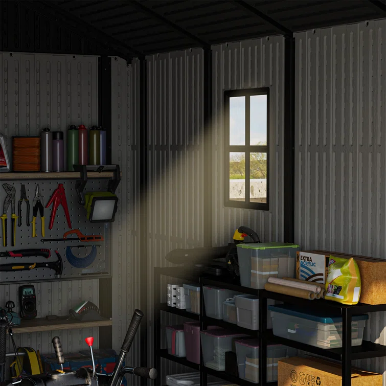 8 ft. W x 10 ft. D Plastic Storage Shed with Floor, Resin Shed with Reinforced Steel Structure