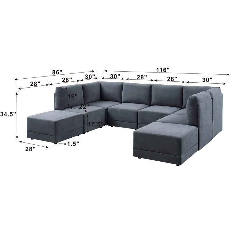 Rodrigue 8 - Piece Upholstered Sectional