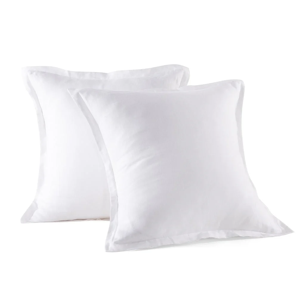 WHOLINENS Stone Washed French Linen European Pillow Shams 2 Pcs 26x26 Inches