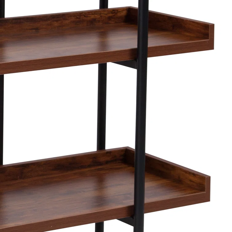 Ohlson 3 Shelf 35"H Display Unit with Metal Frame in Rustic Wood Grain Finish