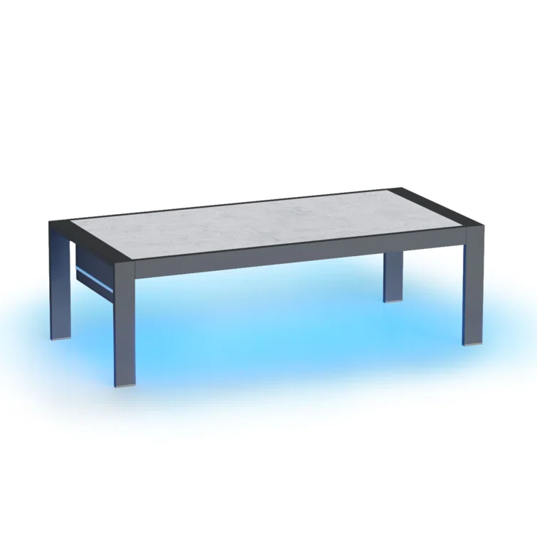 Nell Aluminum 5 - Person Seating Group with Cushions and LED Coffee Table