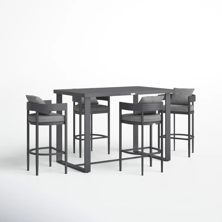 Elza 4 - Person Rectangular Outdoor Dining Set with Cushions