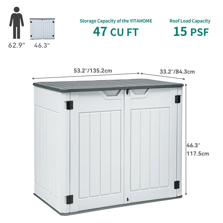 4.5 ft. W x 2.8 ft. D Resin Horizontal Storage Shed