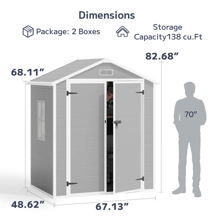 6 ft. W x 4 ft. D Resin Storage Shed