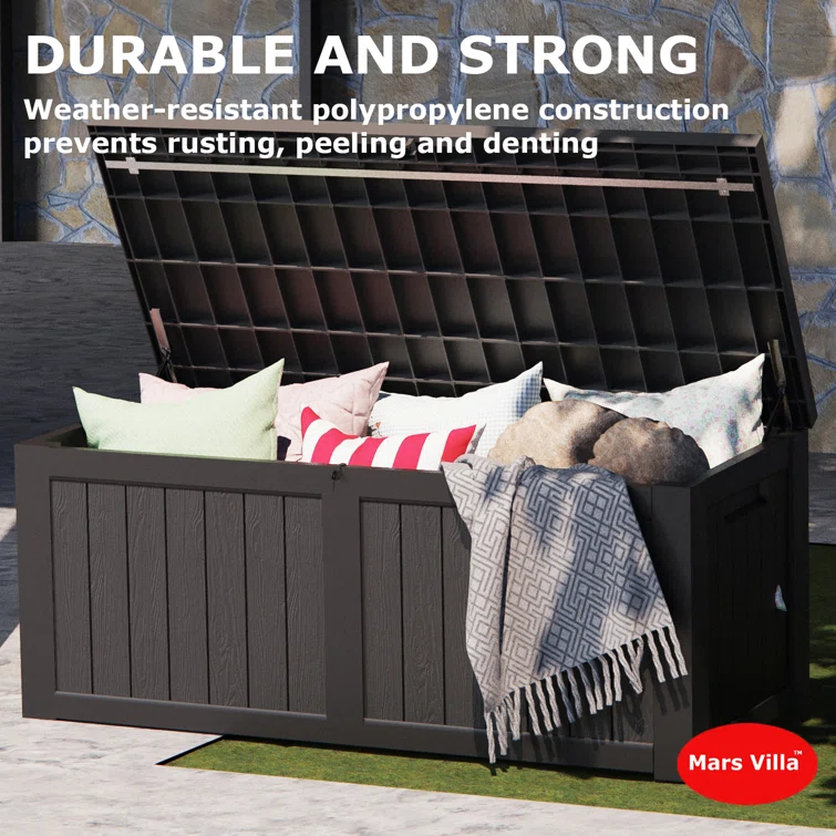 Water Resistant Outdoor Storage Deck Box in Black