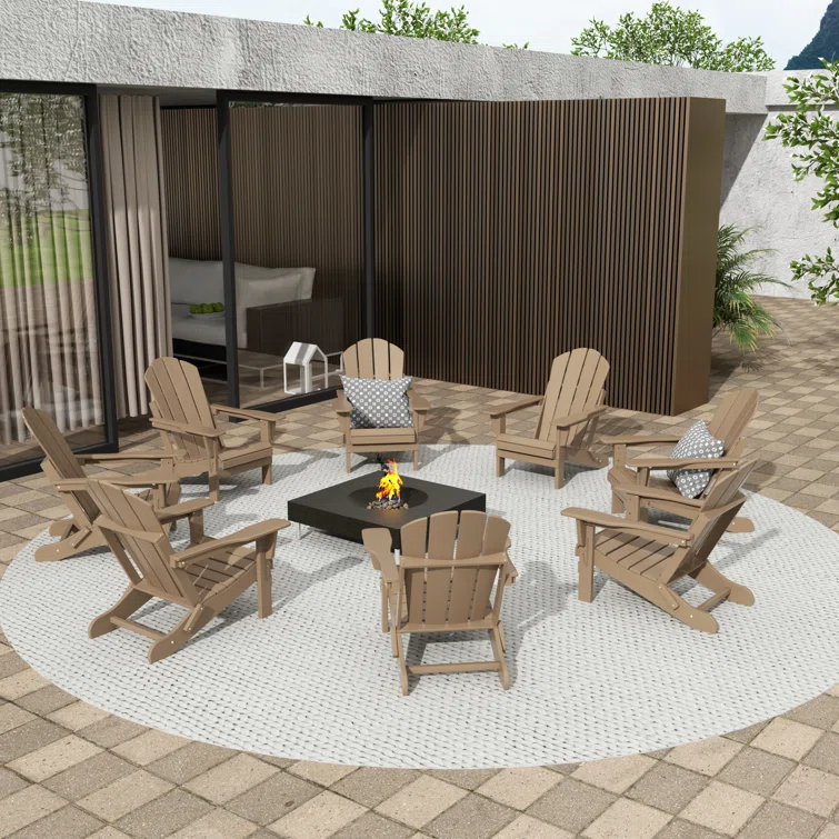 Shawnna Folding Adirondack Chairs (Set of 8)