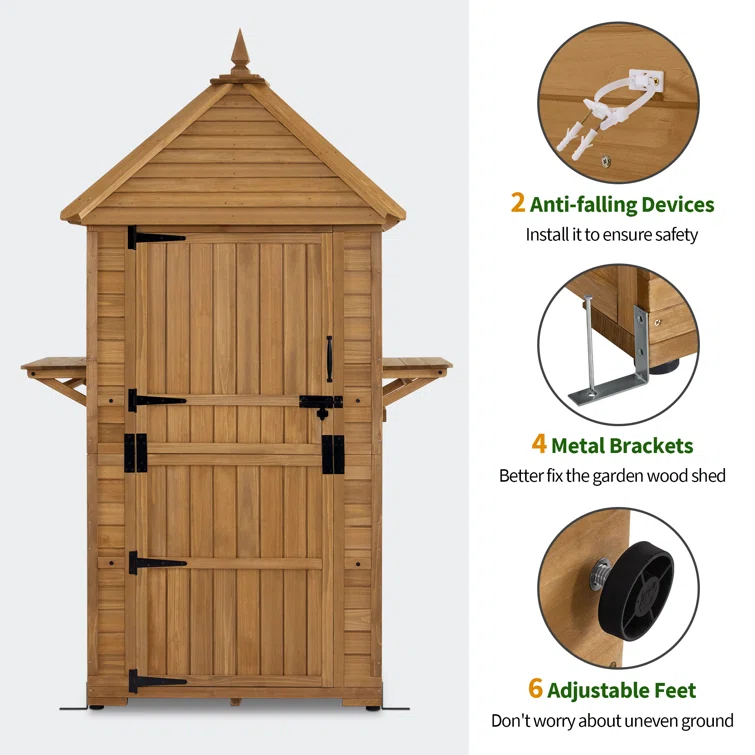3 ft. W x 3 ft. D Large Outdoor Storage Shed with Lockable Door and Double Foldable Tables